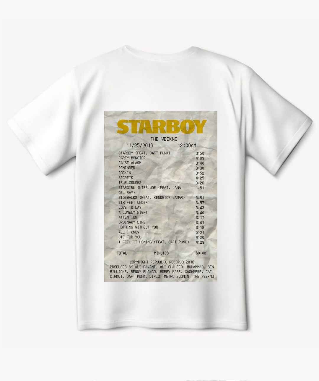 Starboy Songs Playlist Exclusive T-Shirt