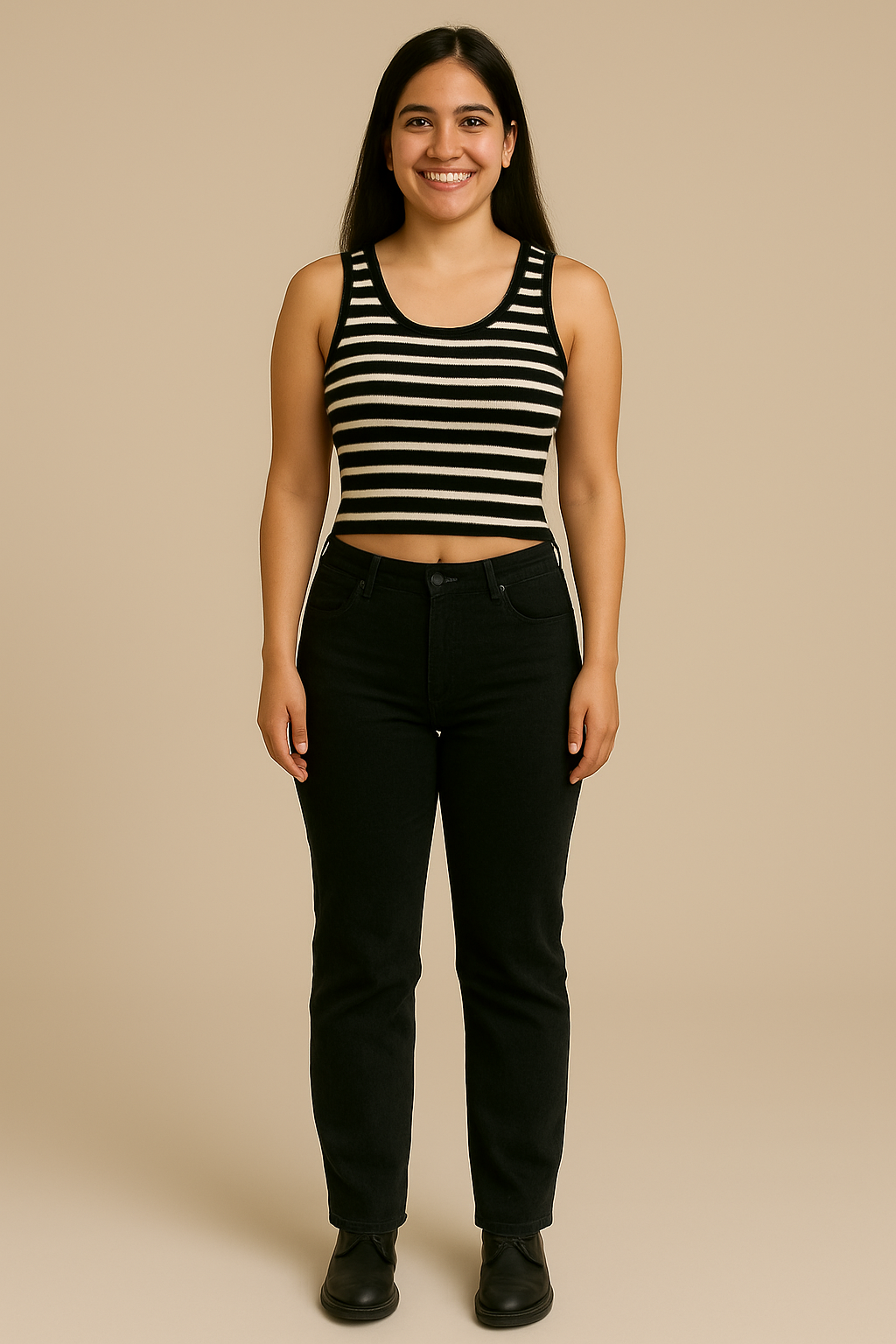 CODE 18 Women’s Black & White Striped Ribbed Crop Top – Sleeveless Tank Style Casual Wear