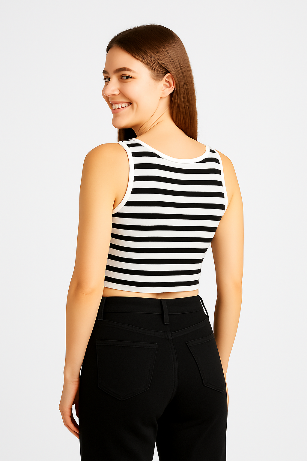 CODE 18 Women’s Stylish Ribbed Cotton Crop Top – White Sleeveless Casual Wear