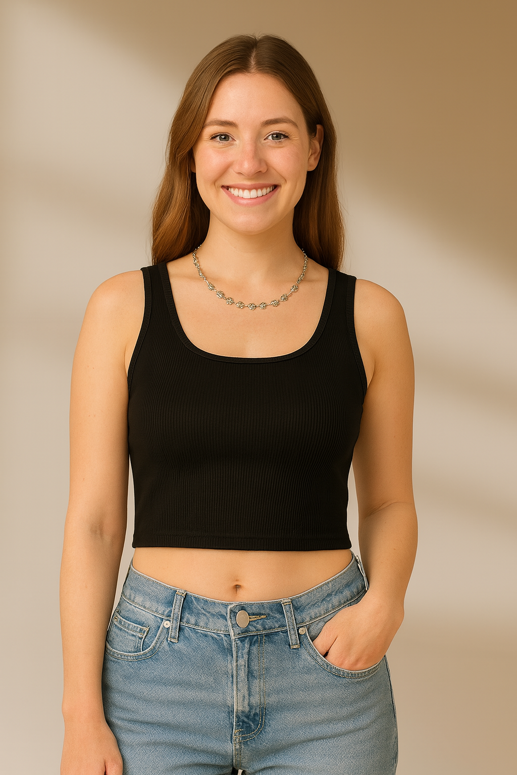 CODE 18 Women’s Stylish Ribbed Cotton Crop Top – White Sleeveless Casual Wear