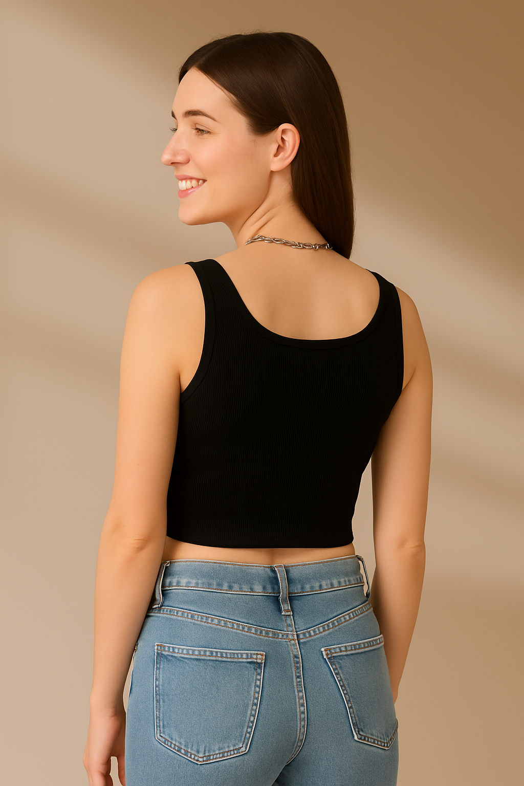 CODE 18 Women’s Stylish Ribbed Cotton Crop Top – White Sleeveless Casual Wear