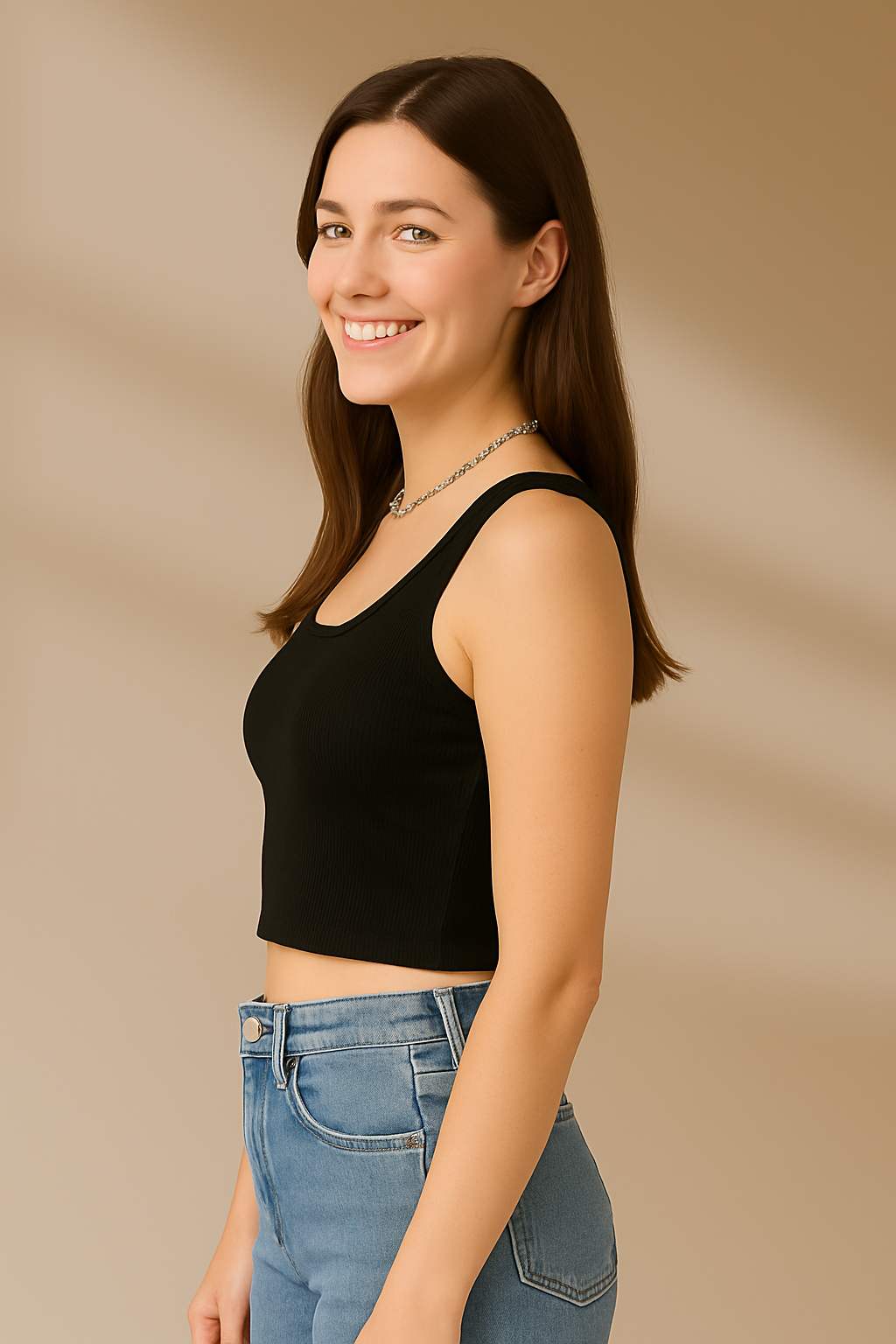 CODE 18 Women’s Stylish Ribbed Cotton Crop Top – White Sleeveless Casual Wear