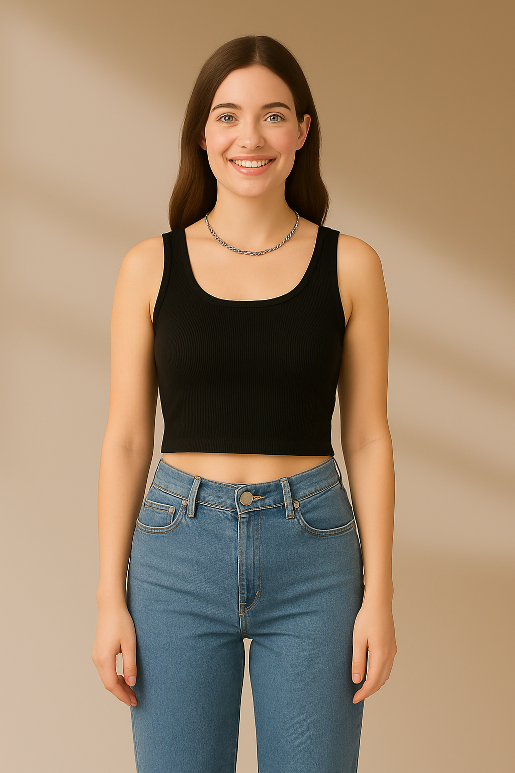 CODE 18 Women’s Stylish Ribbed Cotton Crop Top – White Sleeveless Casual Wear