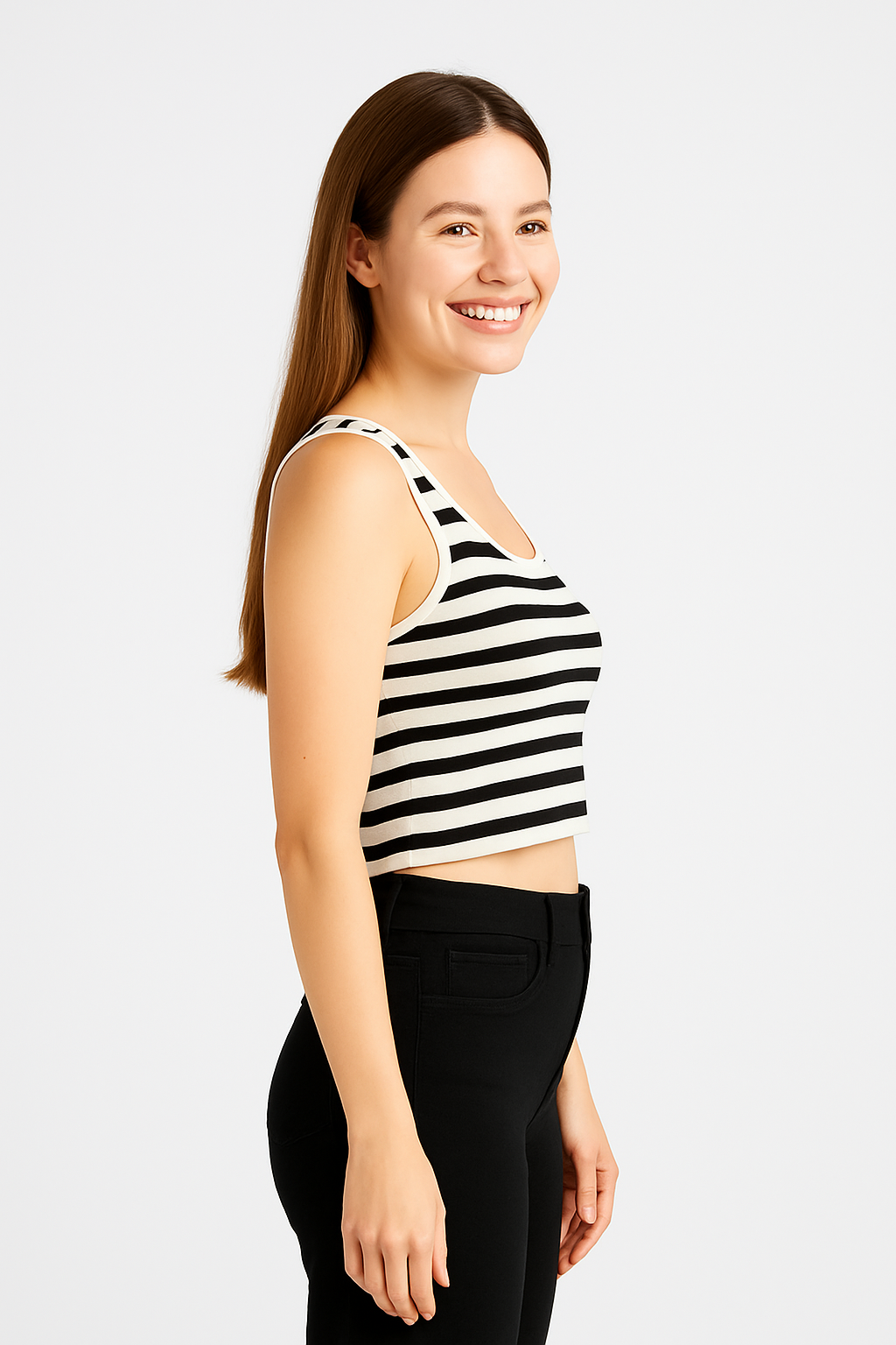 CODE 18 Women’s Stylish Ribbed Cotton Crop Top – White Sleeveless Casual Wear
