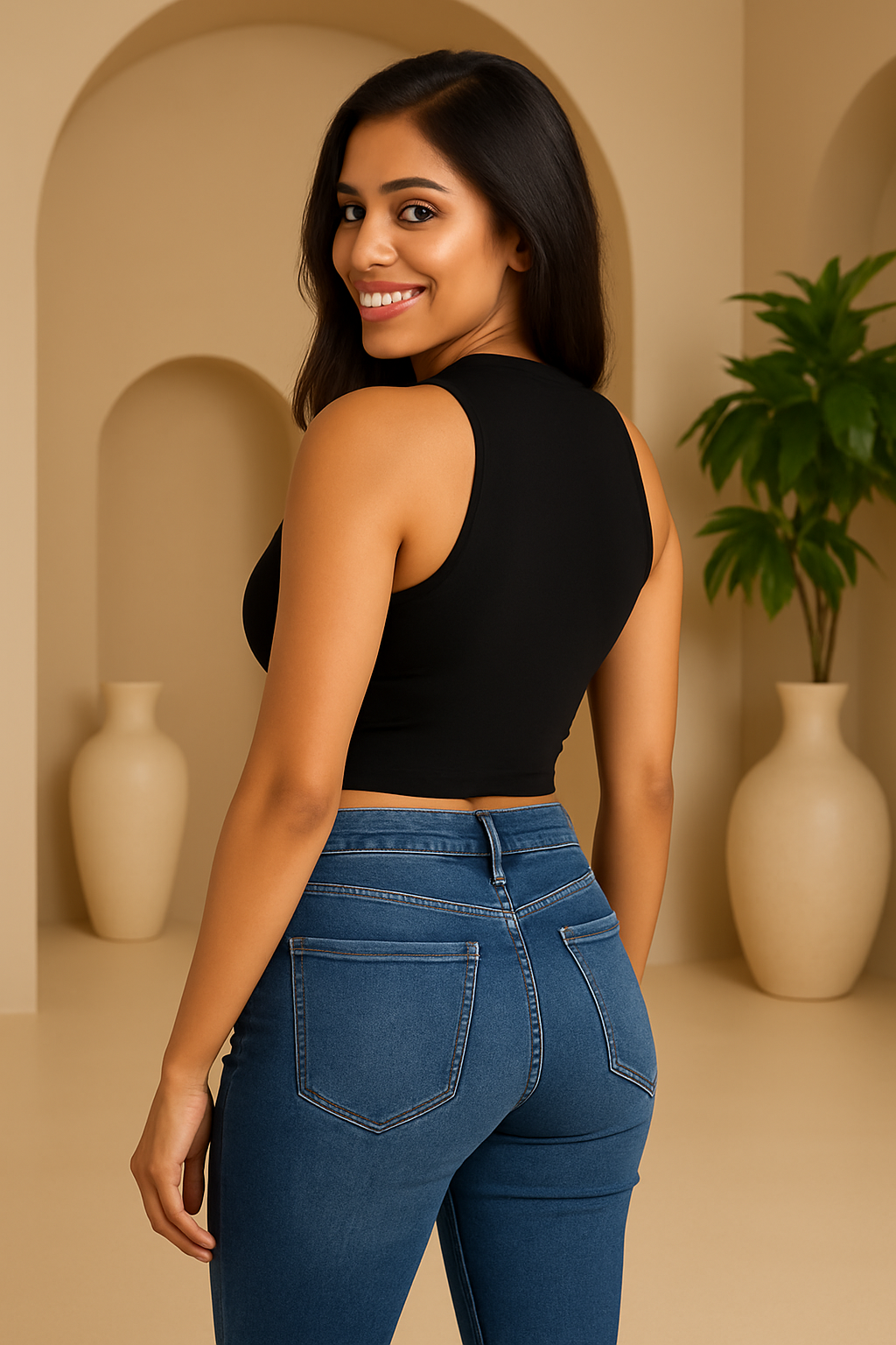 CODE 18 Women’s Black Ribbed Crop Top – Sleeveless Tank Style Casual Wear