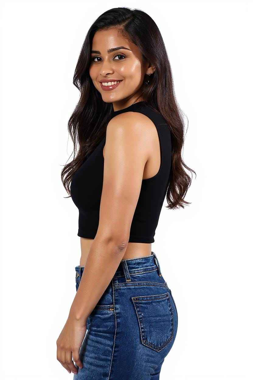 CODE 18 Women’s Black Ribbed Crop Top – Sleeveless Tank Style Casual Wear